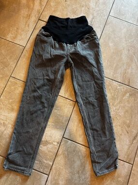 Old Navy Maternity Boyfriend Jeans in Gray with Black Panel